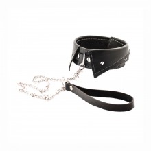 Ошейник-воротник из натуральной кожи с поводком, Crazy handmade сн-2001, из материала кожа, длина 38 см.