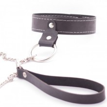 Узкий однослойный ошейник из натуральной кожи, Crazy handmade сн-2005, из материала кожа, длина 38 см.