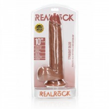 Фалоимитатор-реалистик «Straight Realistic Dildo Balls Suction Cup - 10», цвет телесный, Shots Media REA127TAN, из материала ПВХ, длина 28 см.