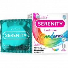 Классические ультрамягкие презервативы «Freedom Ultra Soft», 3 шт, Serenity 6949402825726, из материала латекс, длина 18 см.