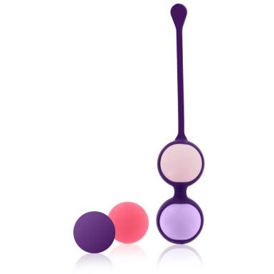 Набор вагинальных шариков «Pussy Playballs» разного веса, фиолетовый, рабочая длина 7 см, Rianne S E26354, длина 7 см.