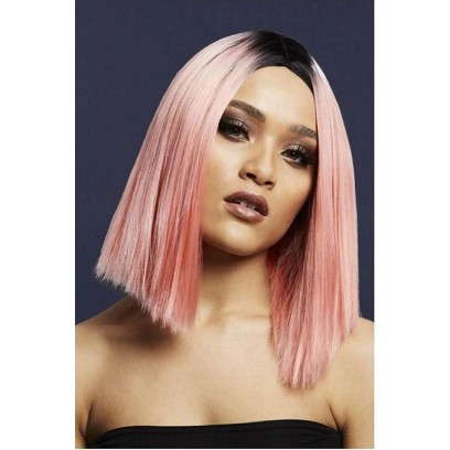 Розовый парик Кайли, длина 37 см.