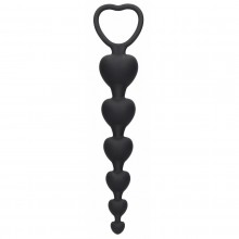 Черная анальная елочка «Anal Heart Beads - 18, длина 18.5 см.