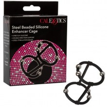 Эрекционное кольцо с стальными бусинами «Steel Beaded Silicone Enhancer Cage», цвет черный, California Exotic Novelties SE-1426-40-3, длина 7.5 см.