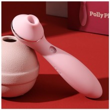 Мембранный стимулятор клитора «Polly Plus», с вибрацией и нагревом, розовый, KST-003-pnk, бренд Kiss Toy, длина 16.8 см.