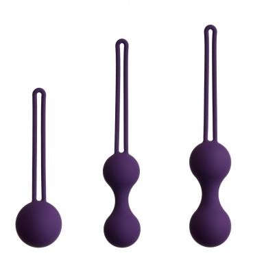 Набор из 3 фиолетовых вагинальных шариков «Kegel Training Set», So divine J1306, из материала силикон