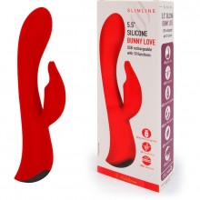 Вибромассажер «5 Silicone Bunny Love», цвет красный, Erokay MK-8602 RED, длина 19.1 см.