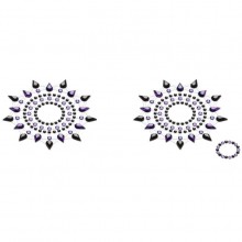Стикер на грудь и живот «Crystal Stiker» черный + фиолетовый в наборе 2 шт, MyStim 46663, из материала ПВХ