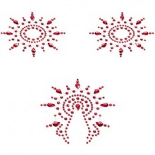 Стикер «Crystal Stiker» красный в наборе 3 шт, Mystim 46652, из материала ПВХ