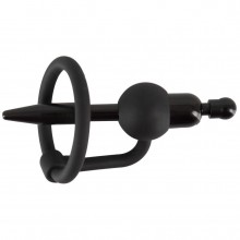 Уретральный вибростимулятор с эластичным кольцом «PenisPlug with a Glans Ring», цвет черный, Orion 5501320000, из материала Пластик АБС