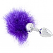 Анальная втулка маленькая с фиолетовой опушкой, ToyFa 712020, цвет фиолетовый, длина 17 см.