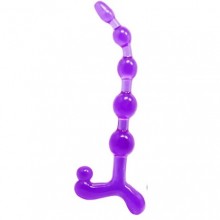 Анальная цепочка «Bendy Twist», цвет фиолетовый, Baile BI-040005, из материала TPR, длина 22.5 см.