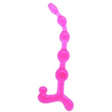 Анальная цепочка со стимулирующим основанием «Bendy Twist» цвет розовый, Baile, из материала TPR, длина 20 см.