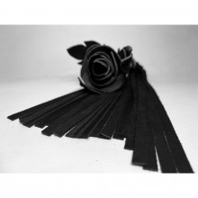 Плеть «Роза» лаковая с замшевыми хвостами, цвет черный, БДСМ Арсенал 54070ars, длина 40 см., со скидкой