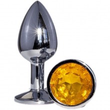 Металлическая анальная втулка «OYO» с желтым кристаллом - 7,2 см, OYO PS09-EGZO-Bag-Orange., цвет желтый, длина 7.2 см.