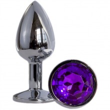 Металлическая анальная втулка «OYO» с фиолетовым кристаллом - 7,2 см, OYO PS05-EGZO-Bag-Violet., цвет фиолетовый, длина 7.2 см.