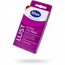 Презервативы «Ritex LUST №8» рифленые с пупырышками, длина 19 см.