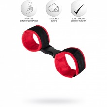 Мягкие наручники из велюра «Anonymo 0106», цвет красный, ToyFa 310106, длина 24 см.