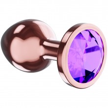 Анальная пробка с фиолетовым кристаллом «Diamond Amethyst Shine», размер S, цвет розовое золото, Lola Toys 4025-01lola, бренд Lola Games, длина 7.2 см.