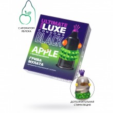 Презерватив с усиками для стимуляции «Black ultimate Грива Мулата» с ароматом яблока, черный, латекс, Luxe 743/1, длина 18 см.