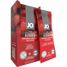 Набор саше съедобных лубрикантов «JO Flavored Strawberry Kiss» со вкусом клубники, длина 65 см.
