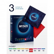 Презервативы классические «My.Size Pro», размер 60, упаковка 3 шт, R&S Consumer Goods GmbH 143214, цвет прозрачный, длина 19.3 см.