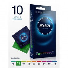 Презервативы классические «My.Size Pro», размер 47, упаковка 10 шт, R&S Consumer Goods GmbH 143165, цвет прозрачный, длина 16 см.