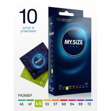 Презервативы классические «MY SIZE №10», длина 16 см, ширина 4.9 см, латекс, R&S Consumer Goods GmbH 143166, цвет прозрачный, длина 16 см.