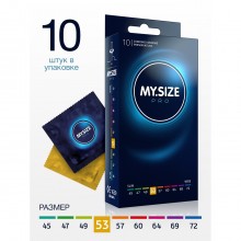 Презервативы классические с силиконовой смазкой «My Size №10», размер 53, 10 шт., 143167, цвет прозрачный, длина 17.8 см.