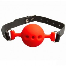 Красный силиконовый кляп-шарик с перфорацией, размер универсальный, Подиум Р42а, One size