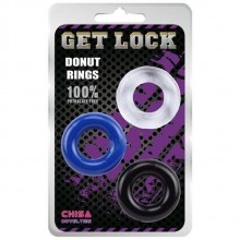 Набор из 3 эрекционных колец «Get Lock Donut Rings», диаметр 3.3 см., со скидкой