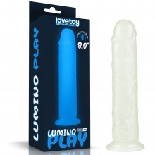 Светящийся фаллоимитатор на присоске «Lumino Play Glow In The Dark», прозрачный, диаметр 4 см, LoveToy LV319021, из материала TPE, длина 21 см.
