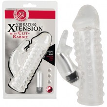 Насадка на пенис с клиторальным вибростимулятором «Xtension», длина 17 см.