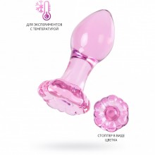 Анальная втулка из розового стекла, 8.3 см, Sexus Glass, цвет розовый, длина 8.3 см.