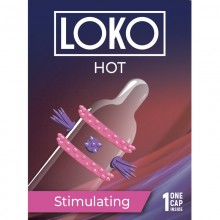 Насадка стимулирующая «Loko Hot» с возбуждающим эффектом, упаковка 1 шт, СК-Визит Ситабелла 1456, цвет прозрачный, длина 19 см.