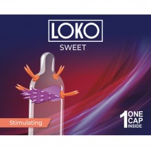 Насадка стимулирующая «Loko Sweet» с возбуждающим эффектом, упаковка 1 шт, СК-Визит Ситабелла 1455, цвет прозрачный, длина 19 см.