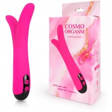 Ярко-розовый перезаряжаемый сплит-вибратор «Cosmo Orgasm», длина 22 см.