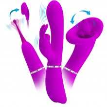 Вибромассажер со сменными насадками «Thrill kit», цвет фиолетовый, материал силикон, Baile BI-014877H, коллекция Pretty Love, длина 20 см.
