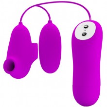 Вакуумный стимулятор и вибропуля «Suction & Vibro Bullets» на пульте управления, цвет фиолетовый, Baile BI-014925, коллекция Pretty Love, длина 7 см.