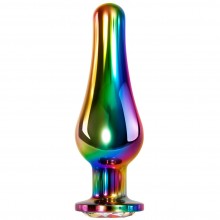 Металлическая пробка со стразом «Rainbow Metal Plug Large», цвет радужный, Evolved EN-BP-8560-2, длина 12.9 см., со скидкой