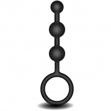 Анальные бусы 3 шарика «Silicone Anal Beads», цвет черный, материал силикон, Fredericks of Hollywood FOH-2003, длина 13.3 см.