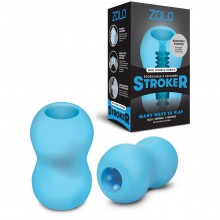 Двусторонний мастурбатор «Mini Double Bubble Stroker», цвет голубой, длина 8 см, ZOLO-6026, из материала TPR, длина 8 см.
