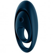 Эрекционное кольцо с вибрацией «Glorious Duo» с петлей для мошонки, цвет синий, материал силикон, Satisfyer 4009919BLUE, диаметр 4 см.