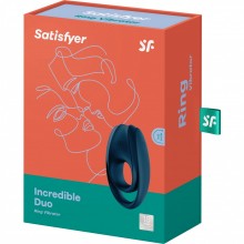 Эрекционное кольцо с вибрацией «Incredible Duo», цвет синий, Satisfyer 4009926BLUE, диаметр 4 см.
