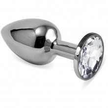 Серебряная втулка «Classic Small» с прозрачным кристаллом, LoveToy RO-SS01, длина 6.8 см.