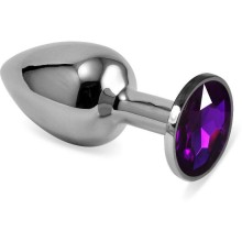 Серебряная втулка «Classic Small» с фиолетовым кристаллом, 6.8 см, LoveToy RO-SS08, длина 6.8 см.