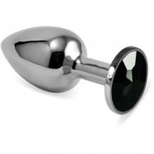 Серебряная втулка «Classic Small» с черным кристаллом, 6.8 см, LoveToy RO-SS09, длина 6.8 см.