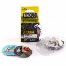 Презервативы точечно-ребристые «Maxus Special», упаковка 3 шт, Maxus 00-00000779 One Size, длина 18 см., со скидкой