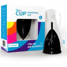 Черная менструальная чаша «OneCUP Classic», размер L, OC85, из материала Силикон, длина 7.5 см.