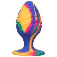 Текстурированная анальная пробка «Cheeky Large Swirl Tie-Dye Plug», цвет мульти, California Exotic Novelties SE-0439-20-3, из материала силикон, длина 9 см.